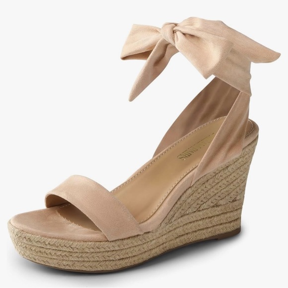 DREAM PAIRS Womens Open Toe Wedges Tie Lace Up Cute Ankle Strap Platform Sandals - Picture 3 of 5